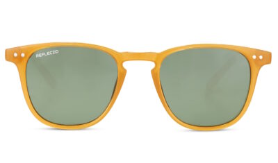 Oculos de Sol Cosmopolitan Amber com lentes verdes vista frontal